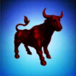 Big Red Bull on a Blue Background